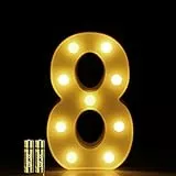 HONPHIER® Insegne luminose Luce LED Numeri Numero luminoso bianco a LED Decoro per Decorazione di Casa, Matrimoni, Feste, Reception, Bar 2 Batterie (8)