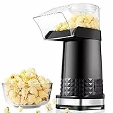 Nictemaw Macchina per popcorn 1200 W aria calda popcorn Maker senza grasso e olio, popcorn automatica per casa e in viaggio