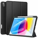 ZtotopCases Cover iPad 10 Generazione con Spazio per Il Pennino- Custodia Leggera e Morbida TPU e Funzione di Blocco/Sblocco Schermo Automatica, per di 5G iPad 10.9 Pollice 2022 Tablet, Nero