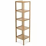 Relaxdays Colonna Bagno, in Bambù, Mobile Alto a 5 Ripiani, da Cucina, Salvaspazio H x L x P: 140 x 34 x 33 cm, naturale