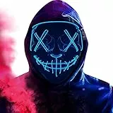 KEKECHAORAN Maschera di Halloween, Maschera di spurgo a LED, 3 modalità di lampeggiamento, per Halloween, cosplay, feste e feste, Uomini e Donne. (blue)