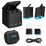 TELESIN Caricabatteria triplo set caricabatterie + batterie con cavo USB Type-C Kit accessori per GoPro Hero 8 Black/Hero 7/Hero 6/5 (kit di batteria caricabatterie 6 in 1)