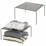 mDesign Set da 2 ripiani aggiuntivi e mensole per armadi perfetti in ogni stanza – Pratico scaffale per armadi e piani d'appoggio – Organizer armadio in metallo – bronzo