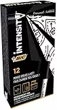BIC Intensity, Pennarelli Indelebili Punta Doppia, Colore Nero, 12 Unità, Cancelleria Scuola e Ufficio