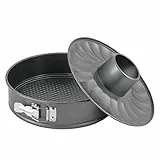 Baroni Home Tortiera Apribile con Cerniera in acciaio, Teglia Antiaderente per Dolci, Teglia da Forno per Preparazioni Dolci e Salate con Fondo Salvagoccia, Facile da Pulire, 2 Fondi, 26 cm