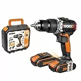 Worx WX373 Trapano Avvitatore con Percussione a Batteria 20V, Motore Brushless, Mandrino Autoserrante da 13mm in Metallo