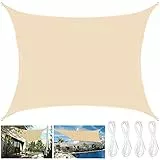 BARAKYEG Tenda a Vela Ombreggiante 2x3m Rettangolare,Telo Parasole Tenda da Sole Esterno in Oxford Anti-UV e Antipioggia,Tenda a Vela Giardino Tendalino per Balcone Terrazza Campeggio,Color Crema