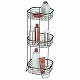 mDesign mensola bagno - 3 ripiani - arredobagno versatile – ideale portaoggetti, portashampoo, portasciugamani per bagno e doccia – autoreggente - colore nero opaco