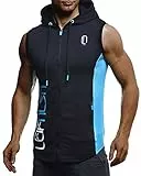 Leif Nelson Giacca Uomo con Cappuccio Uomo per Sport e Fitness Felpa Slim Fit LN-8289 Nero Turchese Medium
