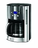 Russell Hobbs Macchina caffè americano, Timer Programmabile, Digitale, Spegnimento automatico, Mantenimento in caldo, 1000 W, 12 tazze, 1.5 L, Portafiltro rimovibile e lavabile, Luna Grigio, 23241-56