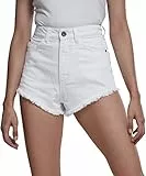 Urban Classics Pantaloni da donna in denim, Pantaloncini, Donna, Bianco (0220), 27W