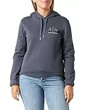 ARMANI EXCHANGE Felpa con Cappuccio in Pile con Logo Studded, Racing, L Donna