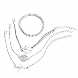 N-brand PULABO 4 pezzi cartolina d'amore a forma di cuore, bracciale da donna multistrato con perle di cristallo ciondolo bracciale bracciale gioielli robusto ed economico squisito