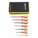 Amazon Basics Set di cacciaviti isolati, con cercafase, 1000 Volt VDE, 7 unità, Rosso E Giallo, 29.2 x 17.8 x 4.4 cm(lunghezza x larghezza x altezza)