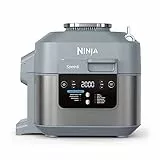 Ninja Speedi Pentola elettrica rapida 10 in 1, friggitrice ad aria e pentola a pressione, 5,7 l, pasti per 4 in 15 minuti, frittura ad aria, cottura al vapore, ecc., grigio sale marino, ON400EU