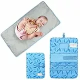 Miracle Baby Fasciatoio Portatile Pieghevole e impermeabile, Borsa Fasciatoio da Viaggio Imbottito Kit Cambio Pannolino per Neonato Bambini Esterno Casa Viaggio, Regalo Battesimo Bimbo (Piuma Blu)