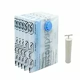 Amazon Basics - Sacchetti sottovuoto con pompa a mano, misura Medio, confezione da 5, Trasparente