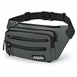 Sarsumir Marsupio Uomo Donna Marsupio Running con 6 Zip Tasche Marsupio Sportivo con la Tracolla Regolabile per Escursionismo Running Ciclismo Campeggio, Grigio