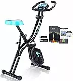 ANCHEER App Control - Cyclette Pieghevole per Interni, con Resistenza Magnetica Regolabile a 10 Livelli e Comoda Seduta per Ginnastica in casa e Fitness