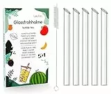 Lechin Cannucce in vetro, design a punta, 14 mm x 19 cm, 5 cannucce riutilizzabili, 1 spazzola per la pulizia