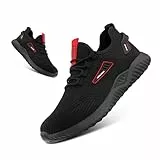 Hitmars Scarpe Antinfortunistiche Uomo Donna Scarpe da Lavoro Lacci Scarpe Antinfortunistica Safety Shoes Cucina Scarpe di Sicurezza Nero EU39