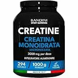 Bandini® Creatina Monoidrata Micronizzata 1kg/1000g MERCURIO FREE in Polvere Pura e Vegana al 100% - Integratore Alimentare per Palestra, Sport, Fitness e Pre Workout - A base di Creatine Monoidrato