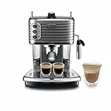 De'Longhi Scultura ECZ351.GY Macchina da Caffè Espresso Manuale e Cappuccino, Caffè in Polvere e in Cialde E.S.E., Spegnimento Automatico,Serbatoio Estraibile da 1.4L,Potenza 1100W, Scaldatazze,Grigio