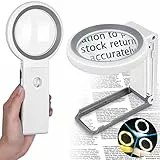18LED Lente d'ingrandimento con Luce e supporto, 30X 10X Lente Ingrandimento Professionali per Lettura, Ispezione, Esplorazione, Anziani, Gioiellieri, Bambini (bianco)