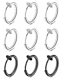 Morfetto 9 Pezzi Anelli Naso Finti Cerchio Acciaio Inossidabile Anello Naso Retrattile Clip On Spring Faux Lip Ring Faux Helix Cartilagine Orecchini Non Piercing Gioielli per Donna Uomo 2SB
