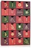 BRUBAKER Calendario Dell'Avvento da Riempire - Tradizionale Natale Rosso Verde - Calendario di Natale Fai da te con 24 Porte Per Buoni, Dolci e Altre Sorprese - 32,5 cm