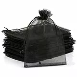 Naler 120 Sacchetti in Organza Sacchetti per Gioielli Buste di Organza per Regalo Portaconfetti, Nero, 10 * 15 cm