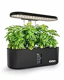 iDOO Coltivazione Idroponica con Timer Automatico, Lampada LED per Piante, Giardino Intelligente con Allarme Mancanza D'acqua, Altezza Regolabile, 10 baccelli Germinazione kit