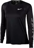 Nike W Nk Dry Miler LS Gx, T-Shirt A Manica Lunga Donna, Black/Metallic Silver, XS