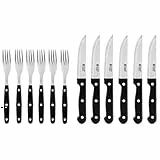 Russell Hobbs RH000431- Set Di Forchette E Coltelli Per Bistecca, 12 Pezzi, Set Di Coltelli Per Bistecca Da 6, Coltelli Per Carne E Bistecca, Coltelli Seghettati, Resistenti, Neri