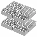 Yucch Set di 8 Organizer per cassetti, Armadio Divisori Pieghevole Storage Box, per Biancheria Intima, Reggiseni, Calze, Cravatte Fazzoletti e caso cosmetico (Grigio chiaro)