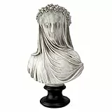 Design Toscano NG31524 Busto Scultoreo Fanciulla Velato, Bianco, 15x23x35.5 cm