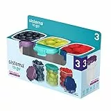 Sistema Knick Knack Pack TO GO di medie dimensioni | Contenitori impilabili con coperchi | 138 ml | senza BPA | coperchi verdi, blu e viola | 3 pezzi