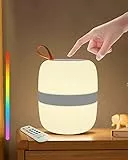 Luce Notturna Bambini, USB Lampada da Comodino, Lampada LED Colorata con 13 Colori, Touch Lampada da Tavolo con 7 Modi d’Illuminazione, Luminosità Regolabile, Telecomando