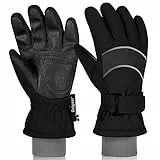 Unigear Guanti da Sci per Bambini, Guanti Sportivi Invernali Caldi Guanti Snowboard Antiscivolo Antivento Resistenti all'Acqua per Ragazzi e Ragazze