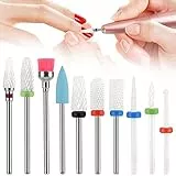 Sporgo 10 frese per unghie in ceramica, professionale, per rimuovere le cuticole, gel acrilico, fresa per unghie professionali, per manicure, pedicure, cura delle unghie