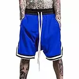 Plilima Pantaloncini da basket da uomo, traspiranti, leggeri, in rete, ad asciugatura rapida, con tasche con cerniera, Blu, M