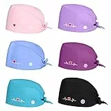 Comius Sharp 6 Pezzi Cappelli Scrub Cotone, Cappello Bouffant Regolabil con Fascia Sudore, Cappelli da Lavoro Unisex per Forniture Cura Personale