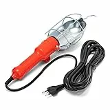 VELAMP Lampada Portatile da Lavoro per Uso in Garage, Cantina, Officina, Cantiere con Interruttore e Cavo 5 Metri. Attacco Lampadina E27, Compatibile LED. 60 W, Arancione, 32.5x9x9 cm
