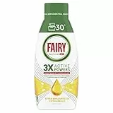Fairy Detersivo Lavastoviglie Gel Liquido, 30 Lavaggi, Platinum Limone, Dona Extra Brillantezza Alla Lavastoviglie, Combina Pulizia Brillantezza E Freschezza