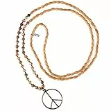 KELITCH Collana Con Ciondolo Di Pace Classica Love Hippie Con Collane Di Perline In Cristallo Smerigliato (Legna)