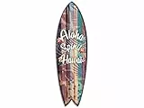 DECLINA, Tavola da Surf Decorativa, Decorazione da parete, Stampa su alluminio, Tavola da surf Deco Aloha Hawaii Design Stimell Illustrazione, 100x30 cm