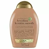OGX Cheratina Brasiliana, Balsamo Lisciante Senza Solfati per Capelli Crespi, Ricci o Mossi, 385 ml