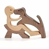 Pipihome Statua di Famiglia in Legno per Cani e Gatti, Regalo per Amante Degli Animali Scultura Legno, Statuetta Ornamentale da Collezione per Casa, Ufficio, Soggiorno (C)