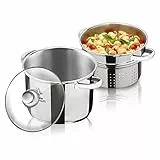 Aeternum Divina Pastarella Pentola Per Pasta, Compatibile con piastra ad induzione, Acciaio, Argento, ‎Diametro 22 cm