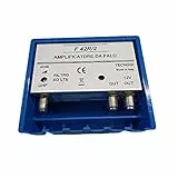 Vsnetwork Amplificatore Antenna TV da Palo con Filtro Lte/5G, Guadagno Massimo 42Db Regolabile, 2 Uscite, Amplificatore Antenna TV 1 Ingresso Uhf, Amplificatore